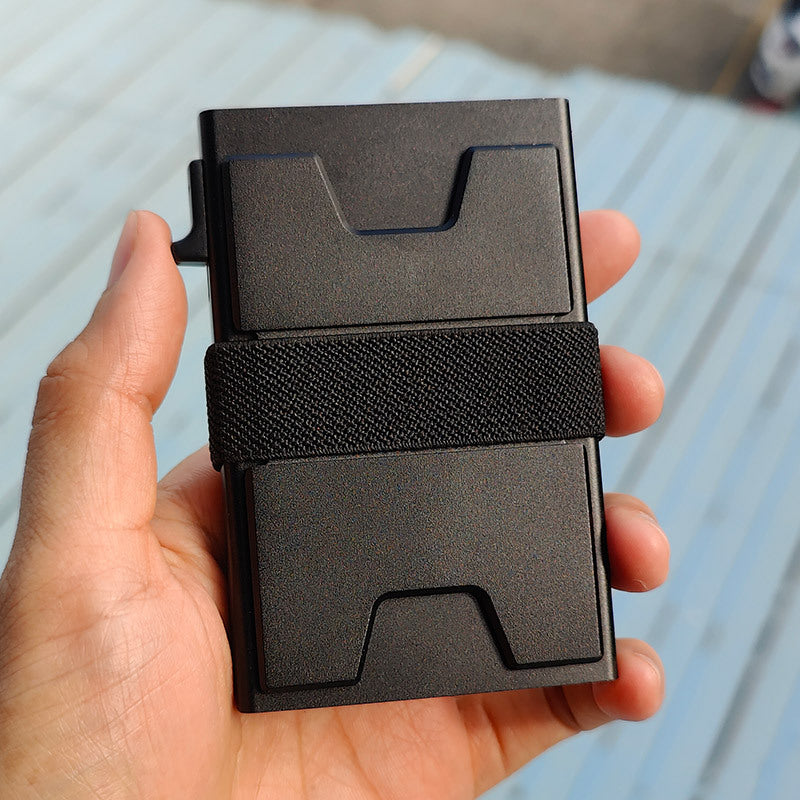 Support de carte de portefeuille en alliage d'aluminium magnétique RFID pour hommes
