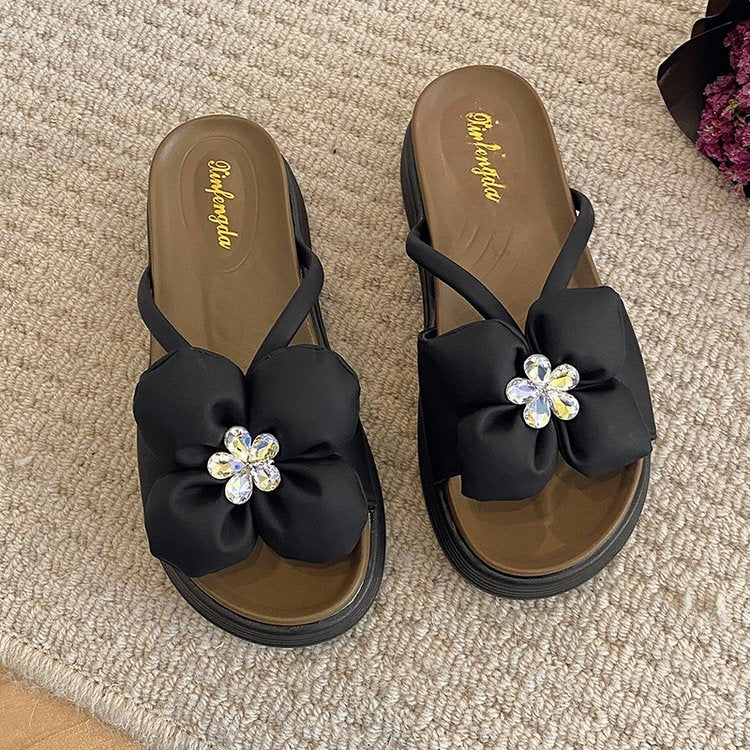 Nuage des femmes Feel Sandales Summer Outdoor Flower Strass Platform Slippers Niche Design
