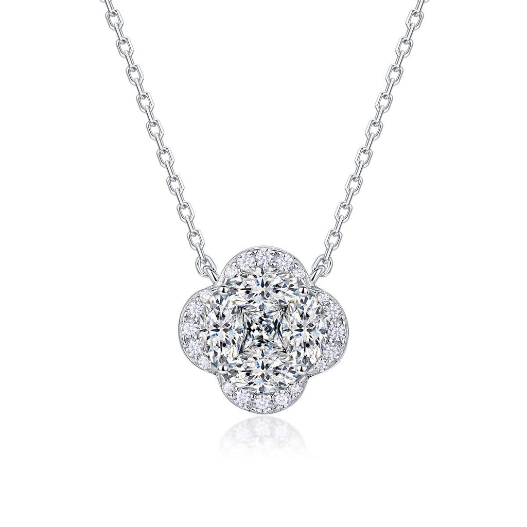 S925 Collier de trèfle en argent sterling Marquise Moissanite 45cm D Couleur VVS1 GRA certifié S
