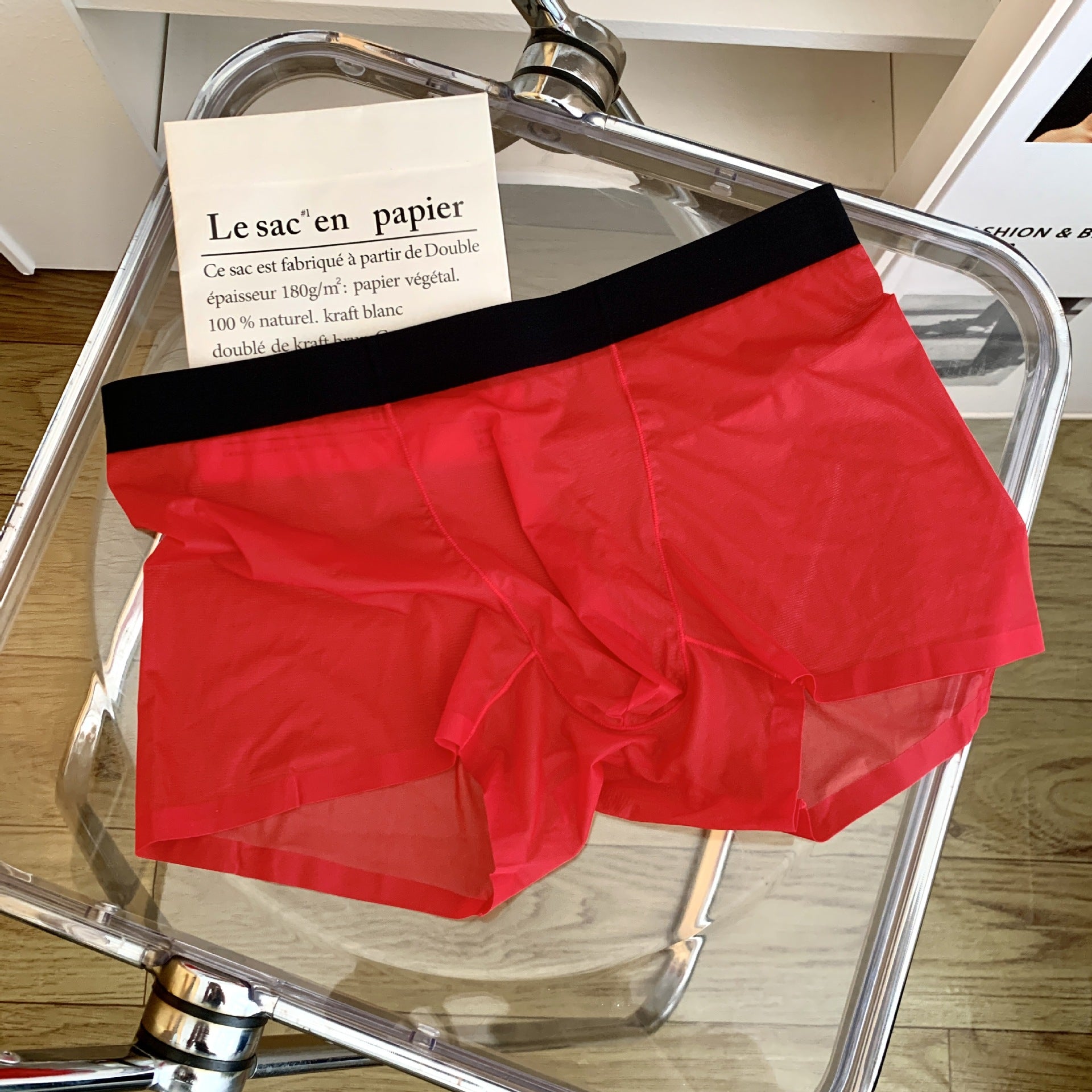 20D Ice Silk Nude Feel Seamless Boxers sous-vêtements homme transparent ultra-mince