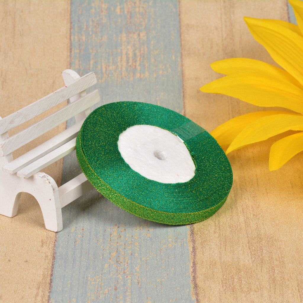 1cm Oignon vert coloré avec 3 points Ribbon Bow Gold Silk Argent Polyester Ribbon