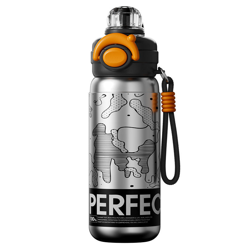 High looks Sports Bouteille d'eau à double usage en paille avec sangle de transport pour hommes Fitness