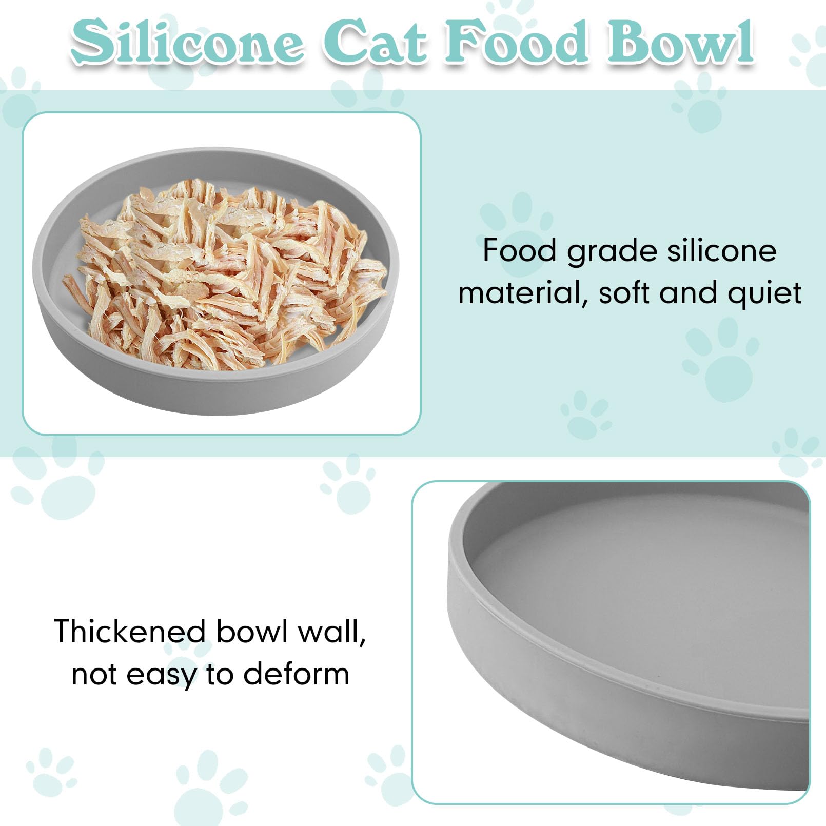 Silicone Cat Food Bowl Plats peu profonds Large Cats Bowls Kitty Plates Relief Whisker Fatigue