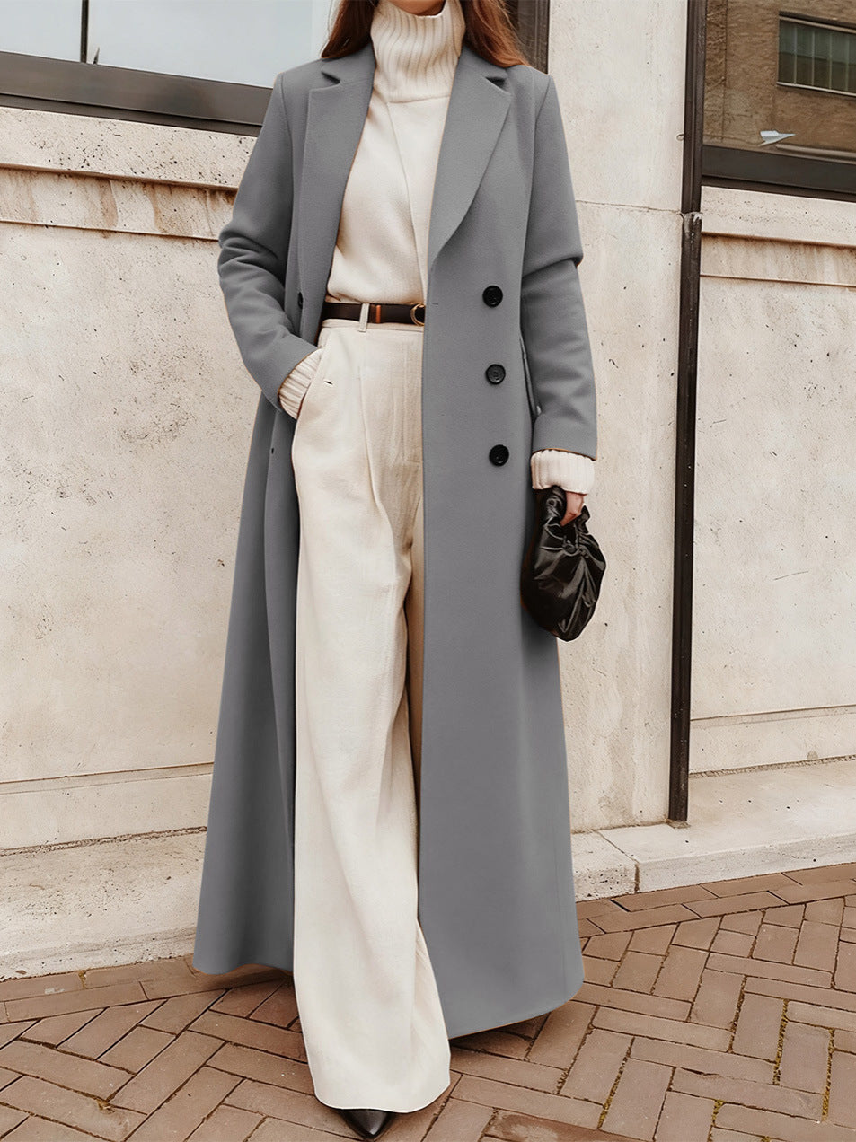 Automne Hiver La mode européenne et américaine des femmes Amazon Casual Long Solid Color Warm Wo