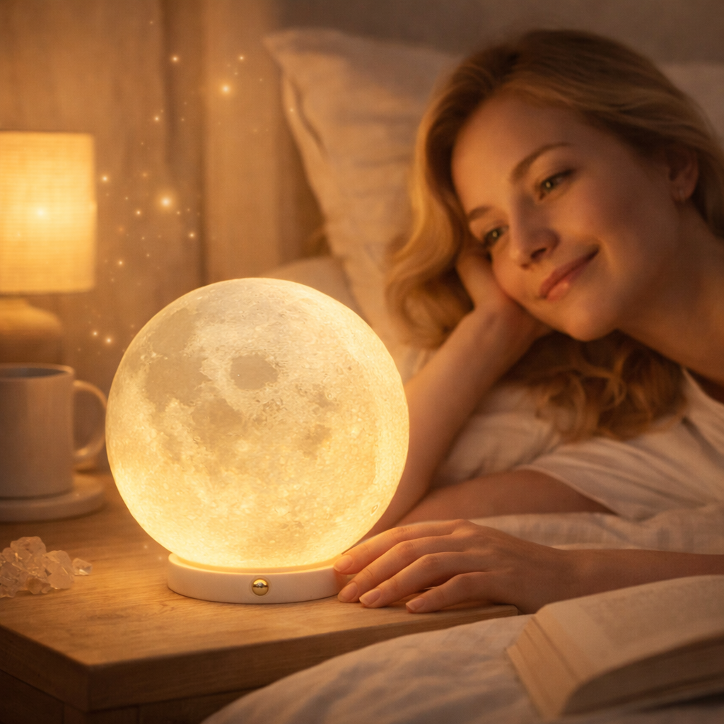 Lampe Lune Imprimée 3D USB Rechargeable Lumière Réaliste Lunaire Lumière de Nuit Pour Chambre D
