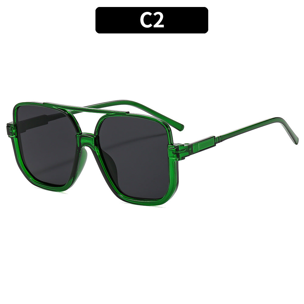 Y2K Chic Personnalité Double pont Lunettes de soleil semi-imprimées