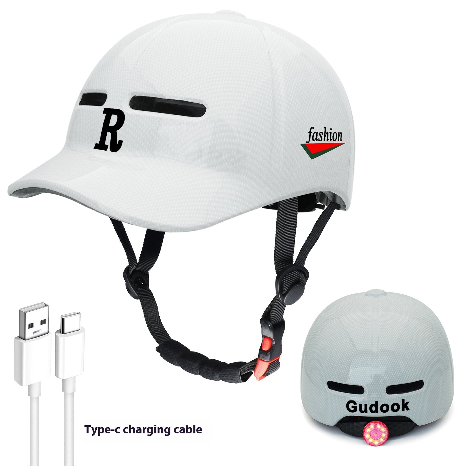 Duck Tongue Integrated Bicycle Helmet Warning Light