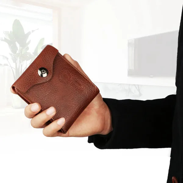 Portefeuille pour hommes PU cuir bifold Purse mince RFID boîtiers de carte de blocage W/ 2 ID fenêtre C