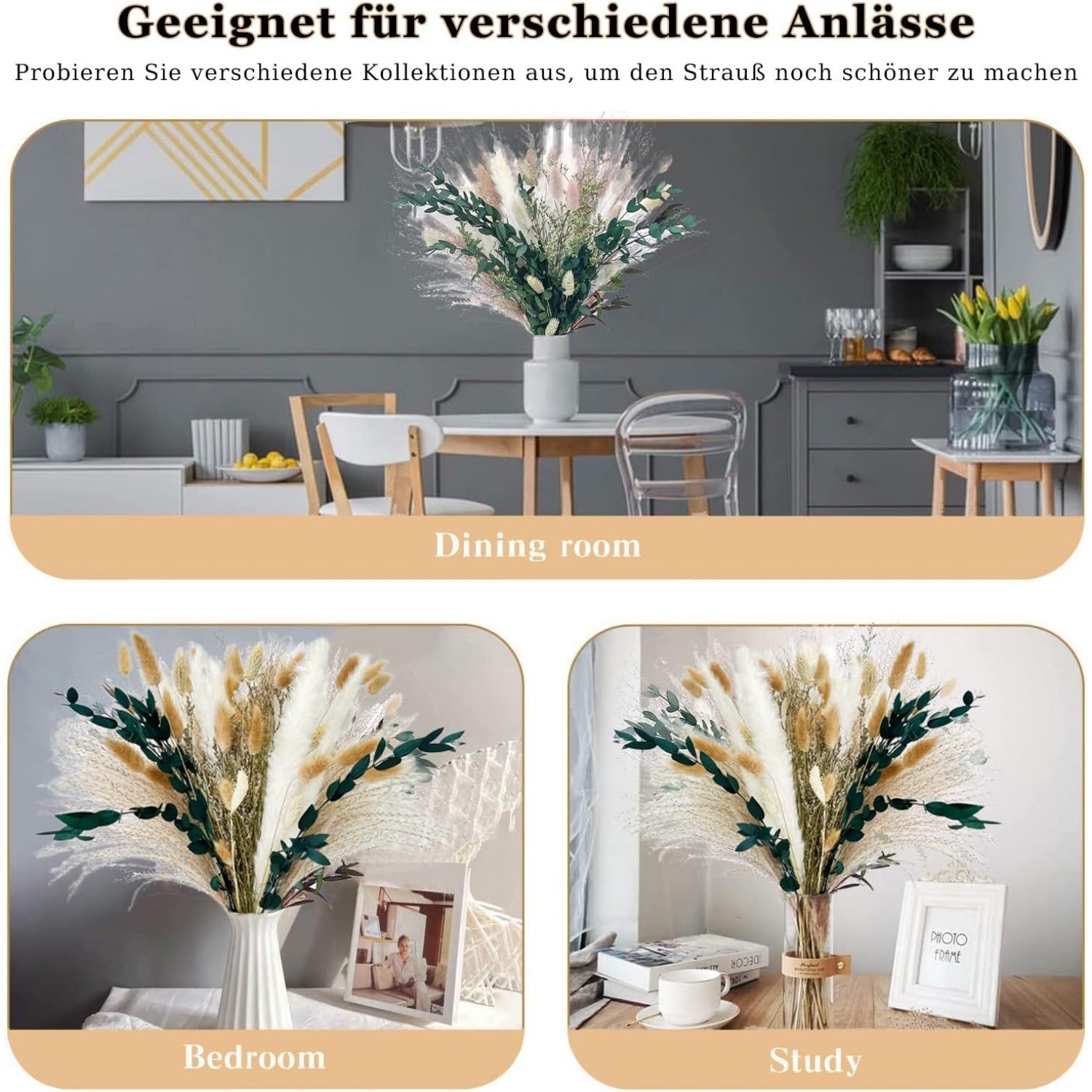 Bouquet de pampas artificiel de 65 piece Bohème - Romantique Beige & Blanc Pampas Grass Ar