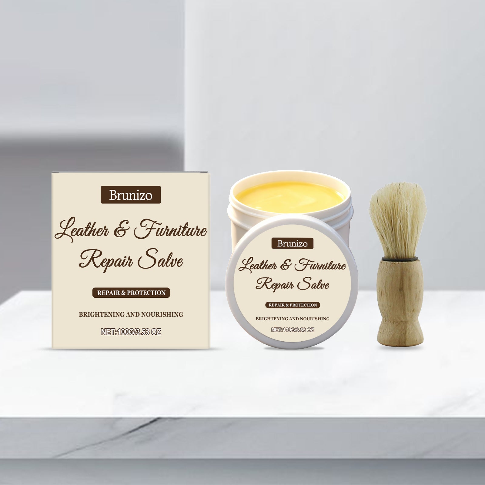 Crème de soins en cuir 1 00g-1 Brush-1box