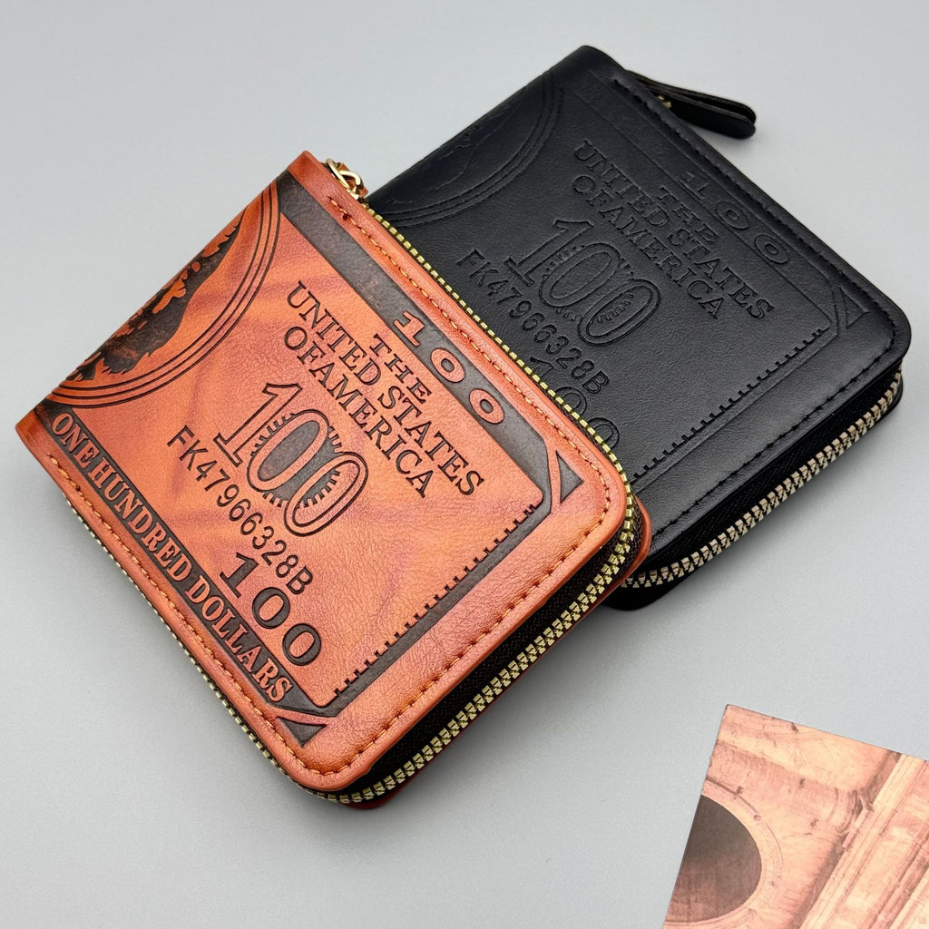 Portefeuille personnalisé pour homme à deux volets avec boucle et plusieurs fentes pour cartes