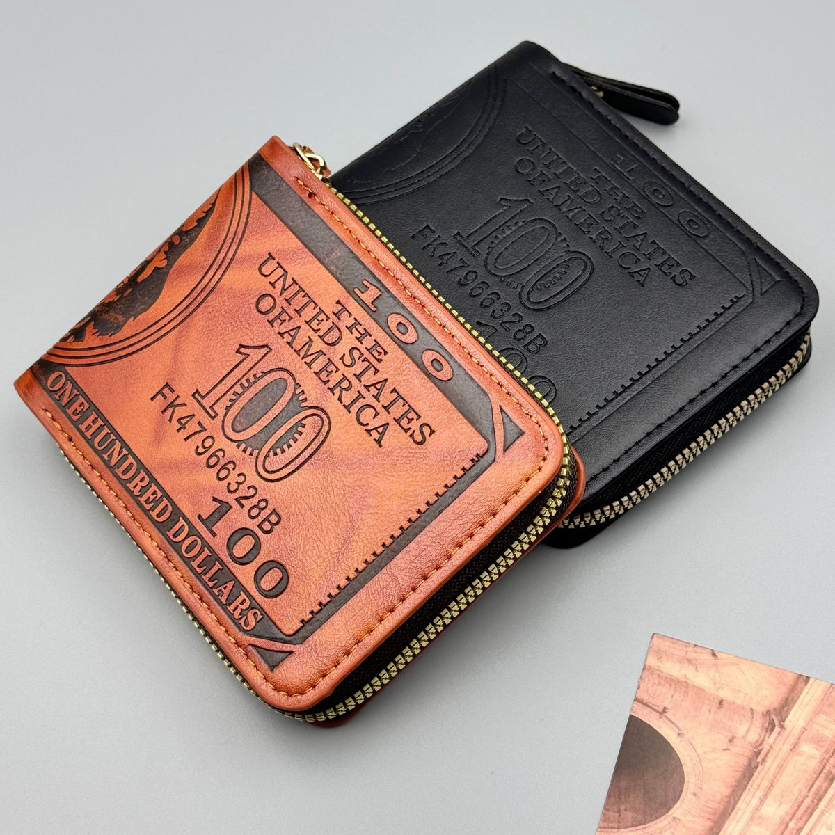 Portefeuille personnalisé pour homme à deux volets avec boucle et plusieurs fentes pour cartes