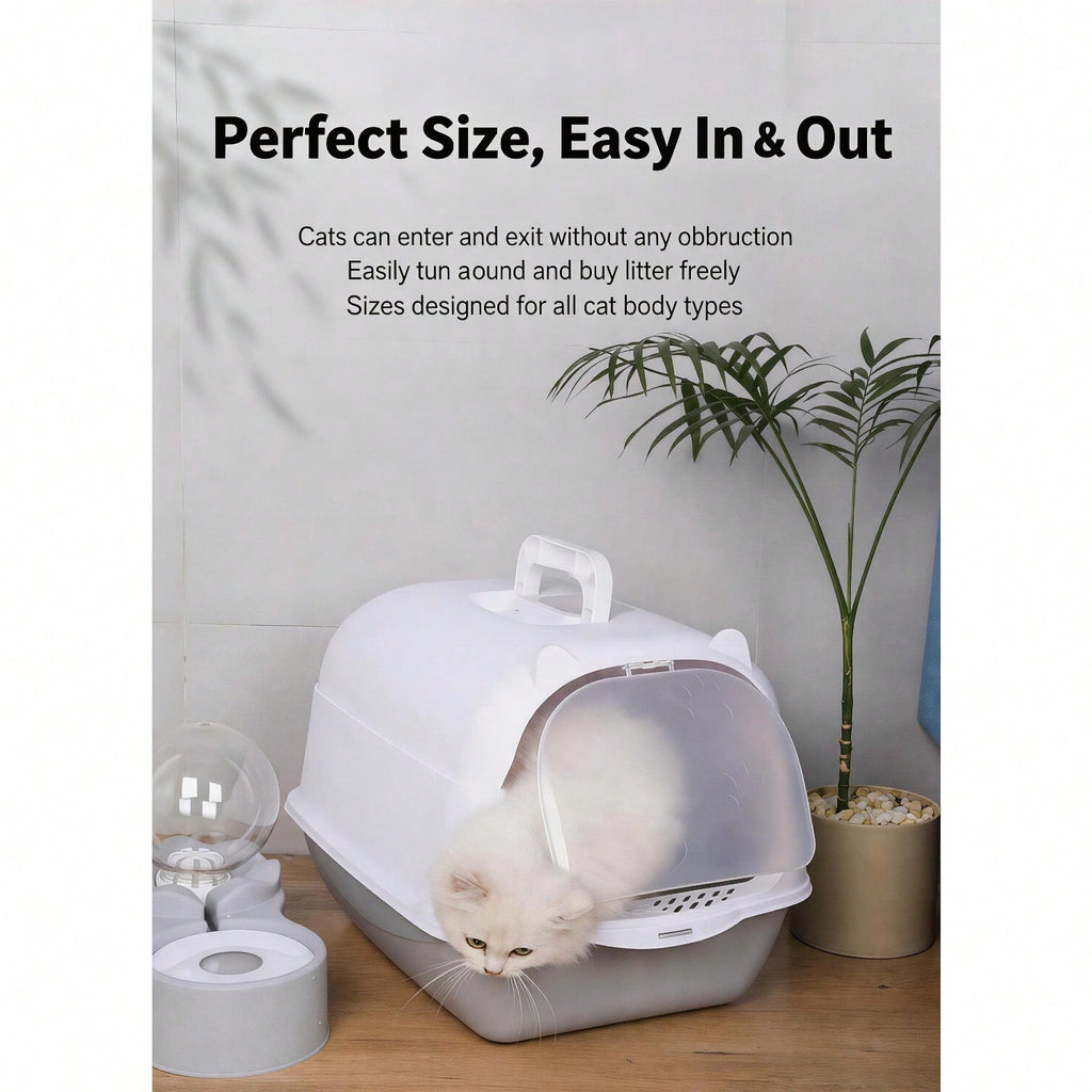 Boîte à litière entièrement fermée avec hotte et poignée durable avec flap sur le devant