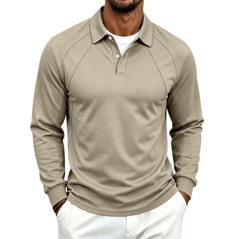 Lapel-bouton Sport Polo Homme à manches longues