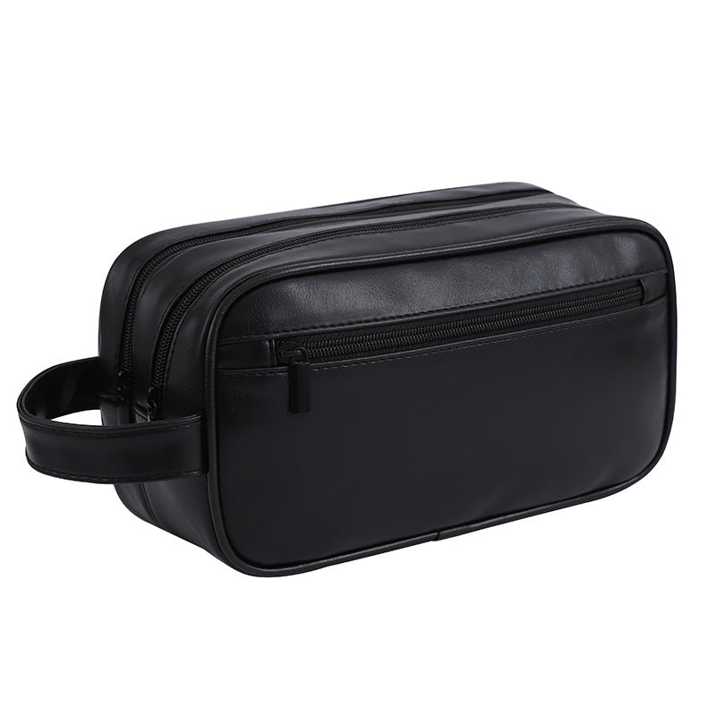 Sac cosmétique Voyage Portable double couche en cuir PU pour hommes
