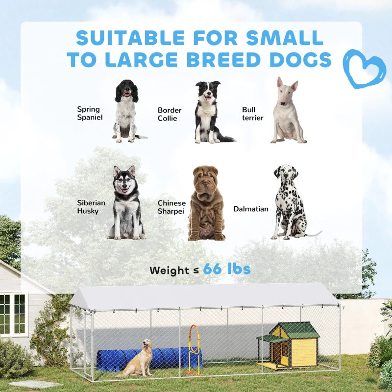 20' X 7,5' X 6,5' Dog Kennel Outdoor pour petits grands chiens moyens avec toit imperméable