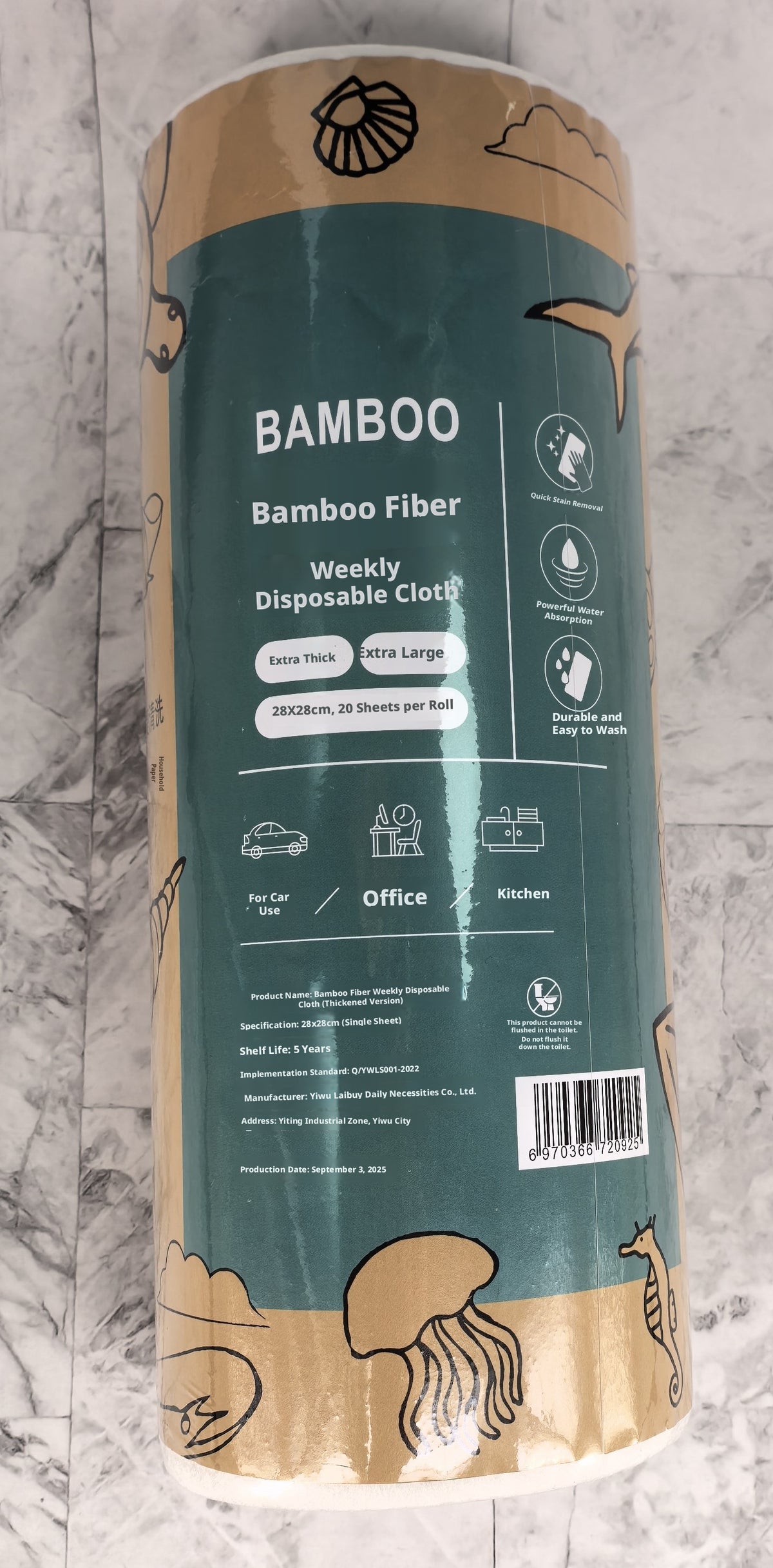 Rouleau hebdomadaire 28 * 28cm-fibre de bambou-20 feuilles-1