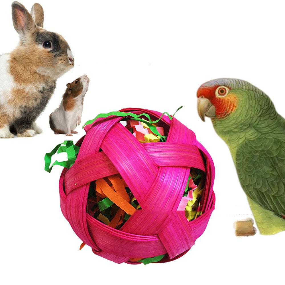Jouet d'alimentation de boules en bambou tissé naturel