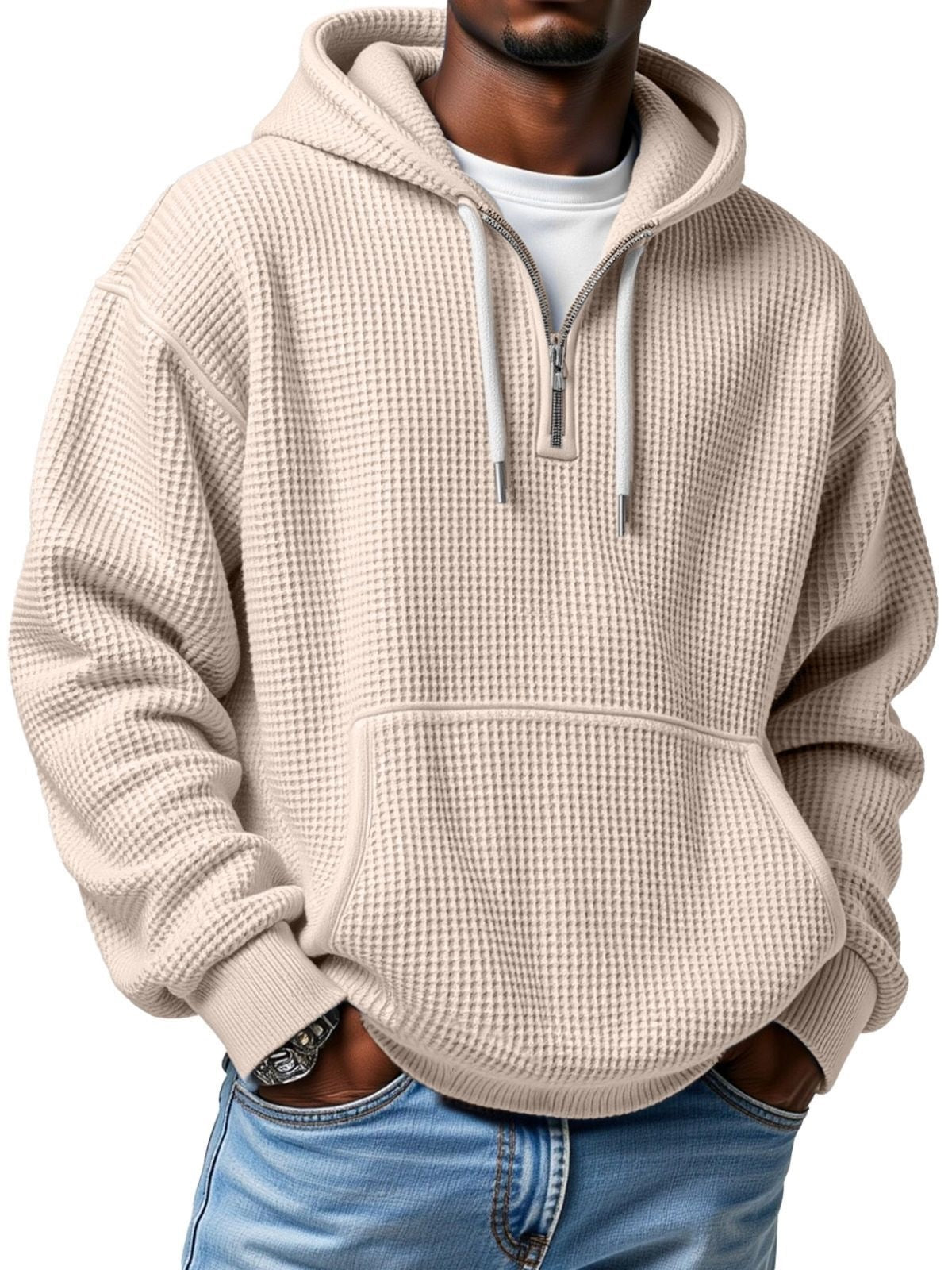 Autumn And Winter Amazon Independent Station Fashion Sports Trendy Brand Tops Waffle pour hommes