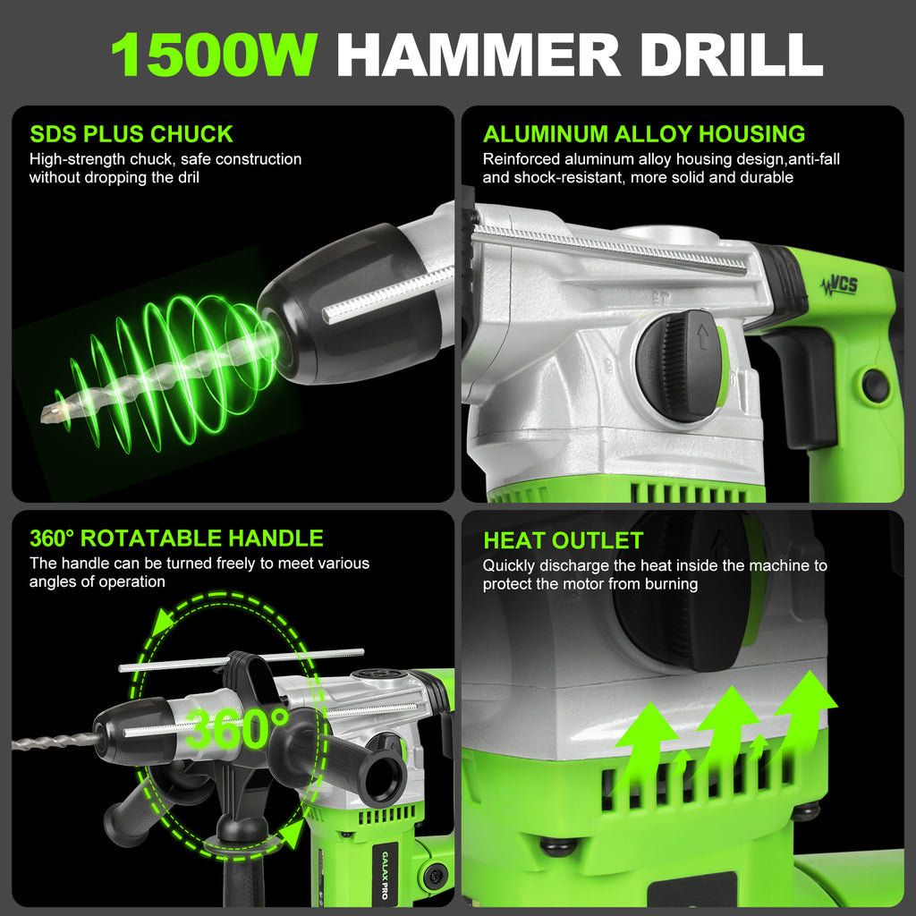 GALAX PRO SDS Plus Foreuse rotative à marteau 1500W 4000RPM