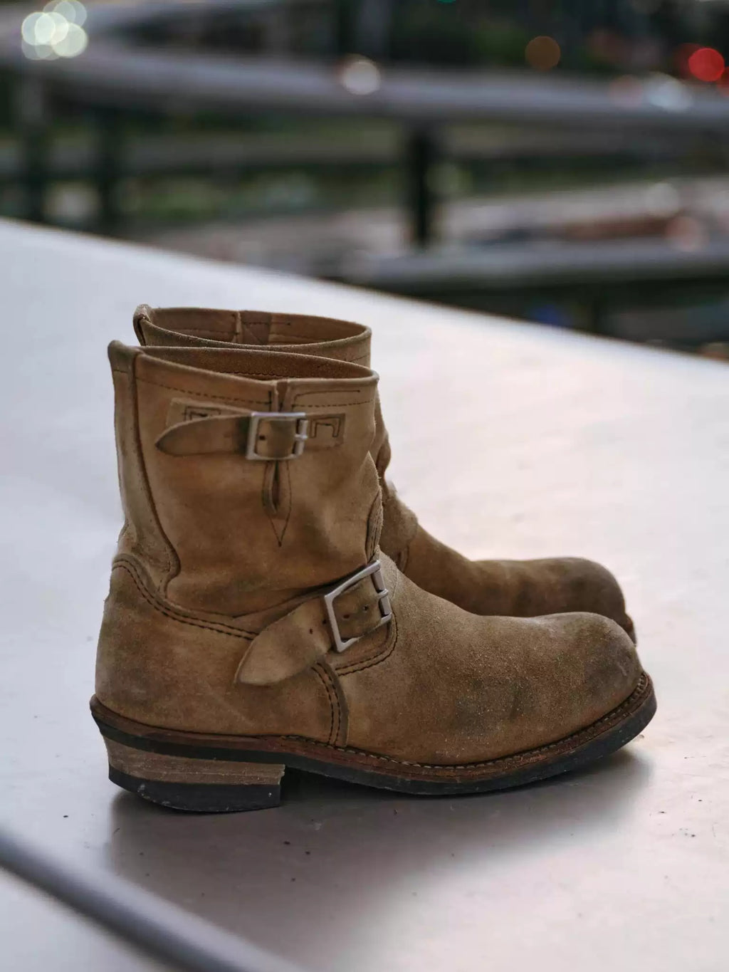 Bottes d'ingénieur en cuir décontraction rétro