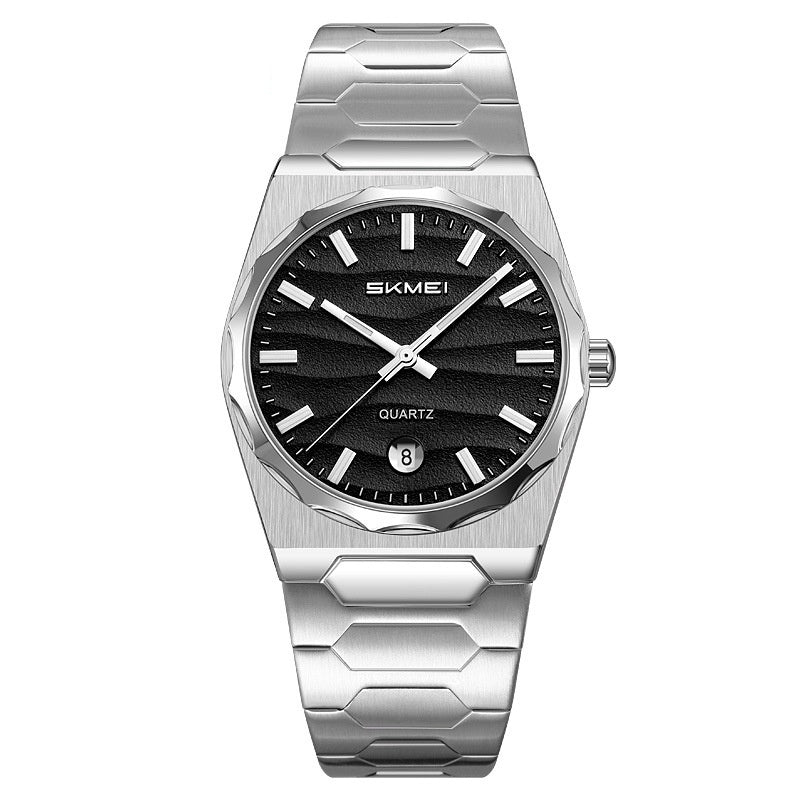 Montre homme avec une fonction de calendrier de bande en acier