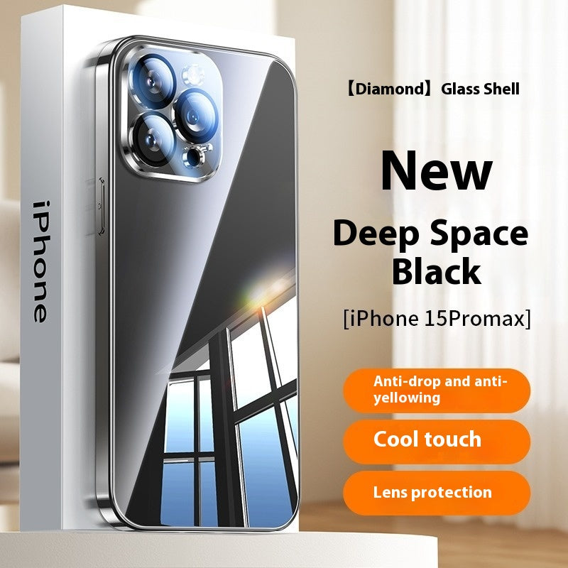 Boîtier de téléphone en verre de cristal de glace tout compris résistant à la chute en silicone