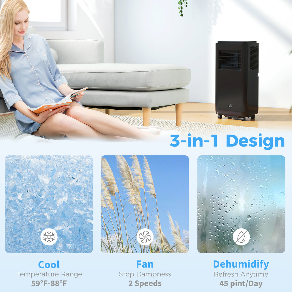 8,000 BTU Moible Climatiseur 345 Sq. Ft., ventilateur déshumidificateur sommeil automatique avec minuteur 24H O