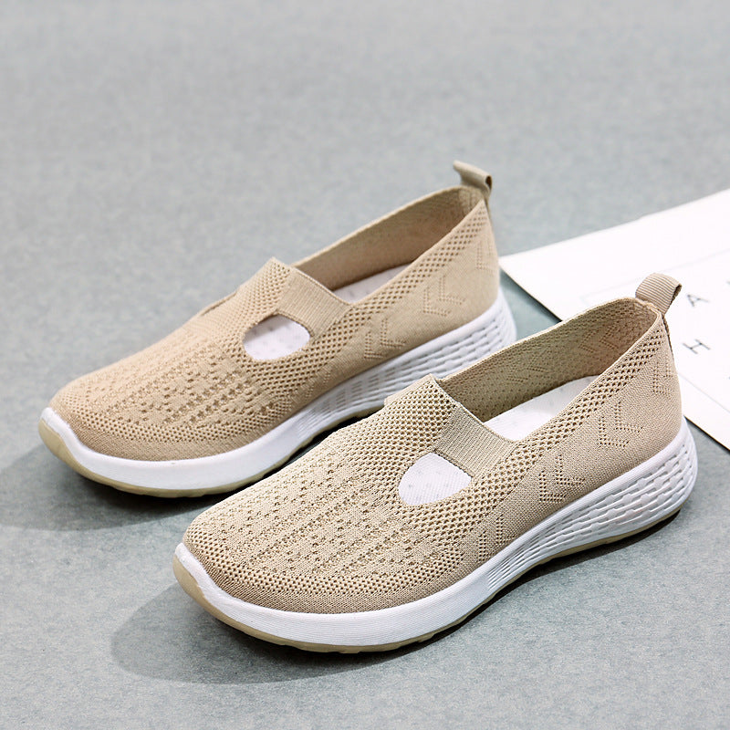 Vieux Beijing Cloth Chaussures Femmes Shallow Bouche Mesh Respirant Non-dérapant Soft Bottom Slip-on