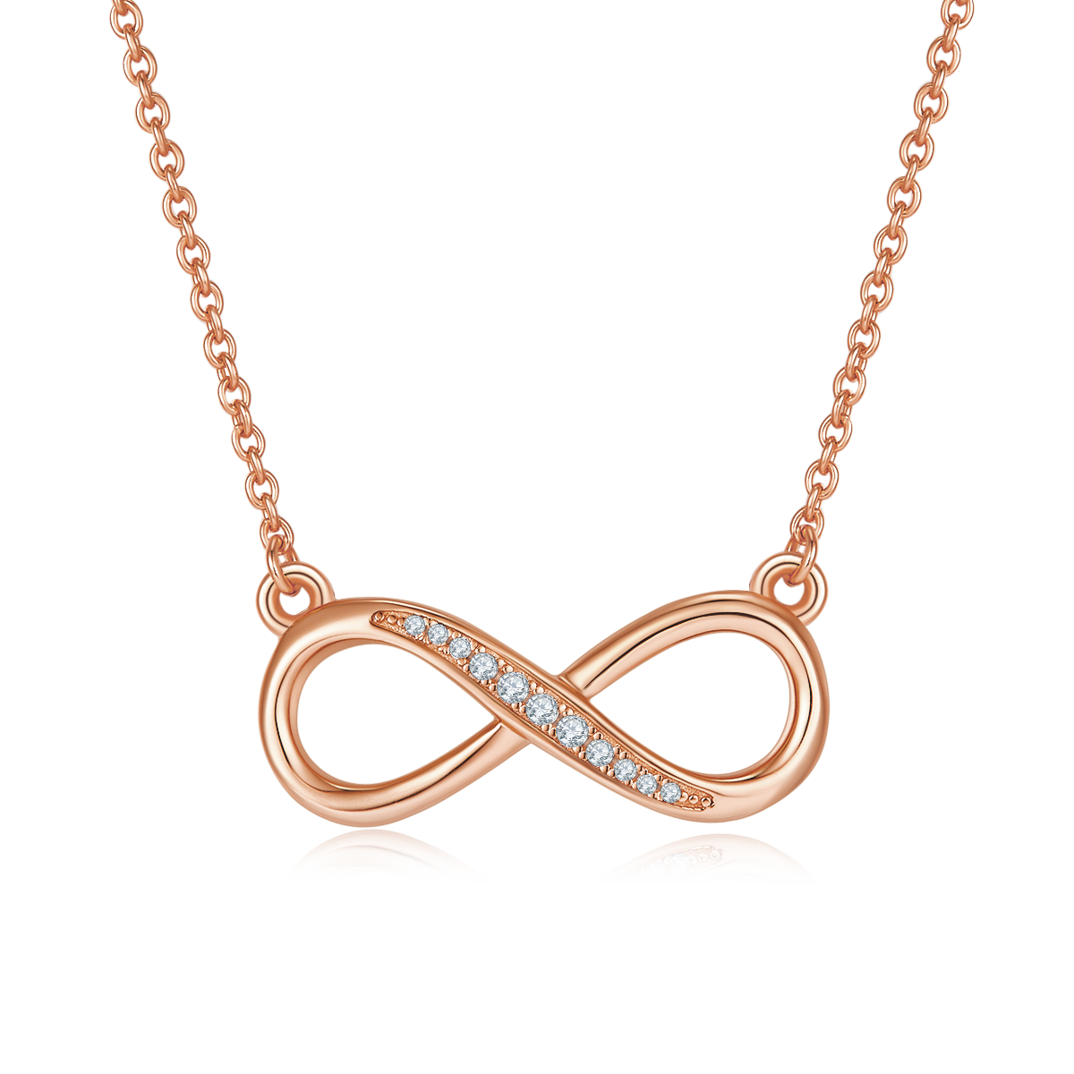 3.2g S925 Argent Sterling 11 Pierre Moissanite Collier Infinity 45cm Wit pendentif demi-paves