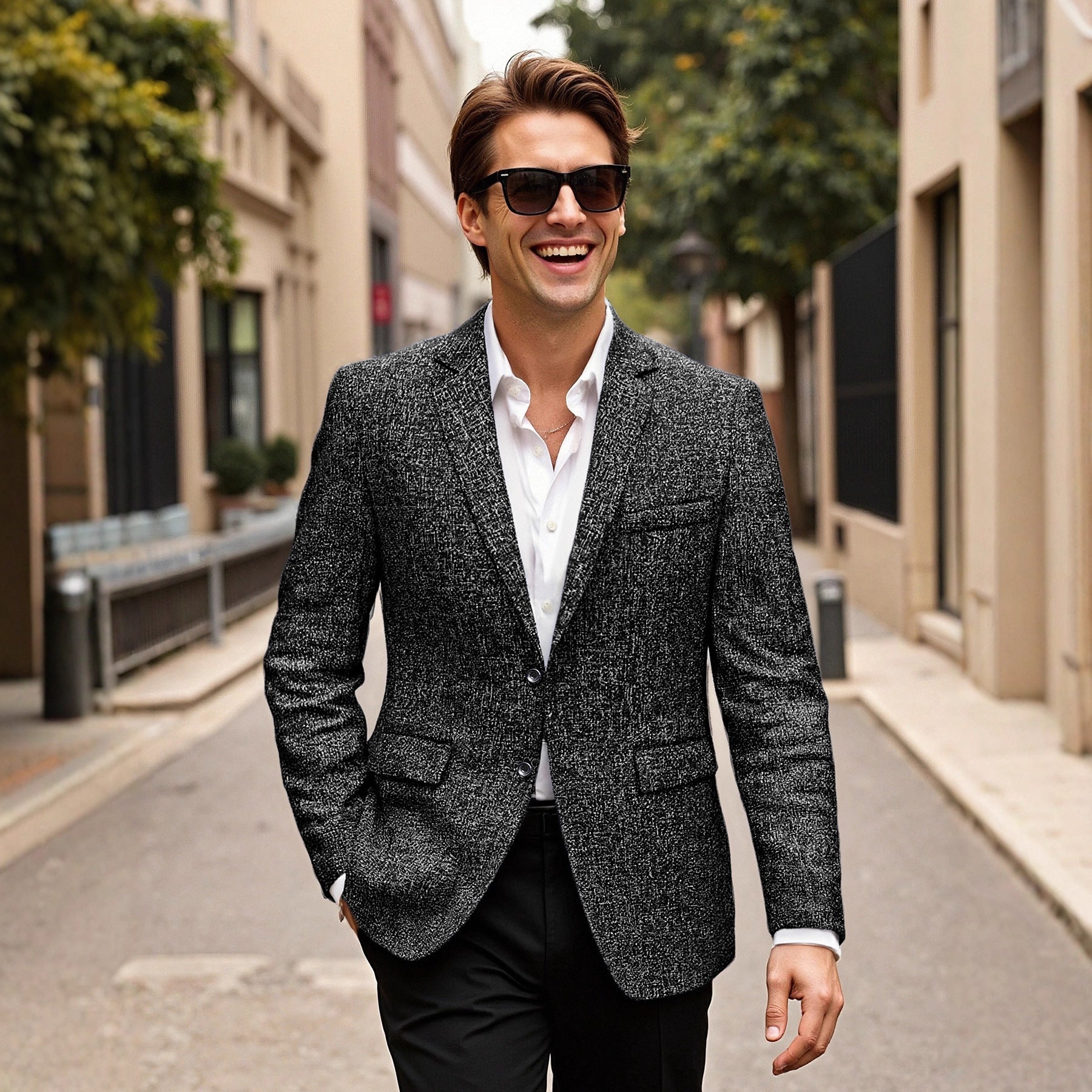 Fashionable Casual Solid-color Textured Blazer