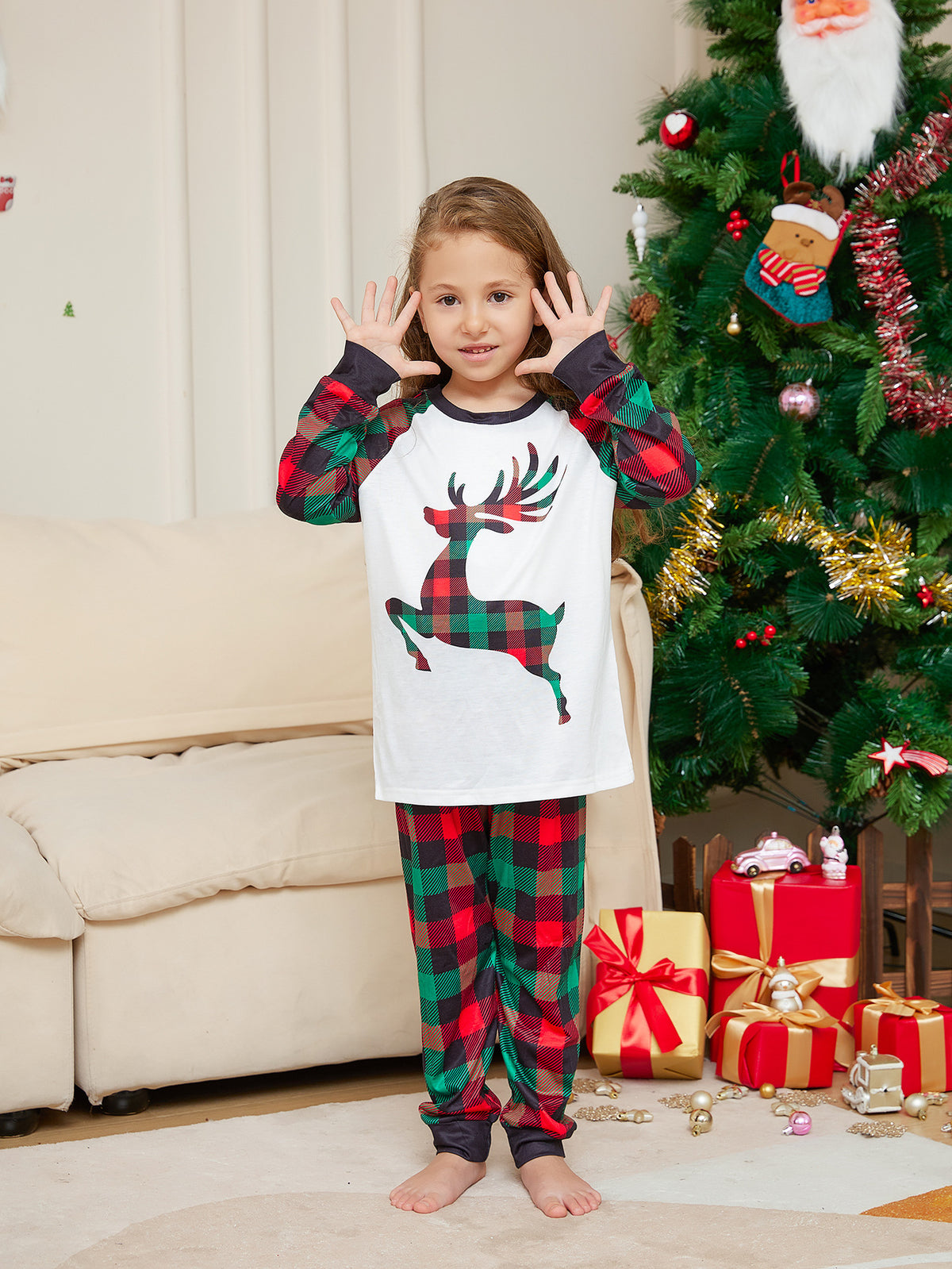 Ensemble de pyjamas imprimés en walk plaid de Noël