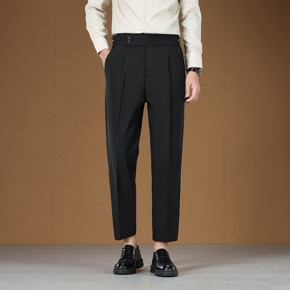 Pantalons pour hommes non-iron réglables de taille légère Business Gentleman Straight Leg Pantalons