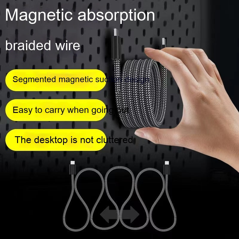 Stockage magnétique PD charge rapide Typec Magic Corde câble de données tissé
