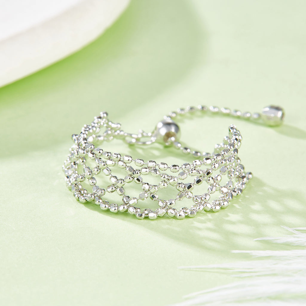 S925 Anneau de fleur en argent sterling 0.8g Ultra-Light 14-21mm réglable 8,3mm Large 3 C