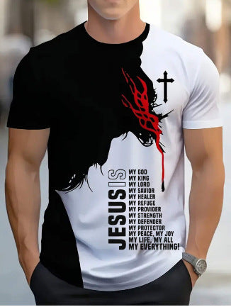 T-shirt homme à manches courtes Business Casual Series Impression numérique 3D