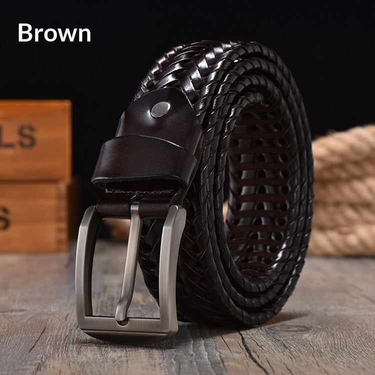 Ceinture en cuir vintage tissée à la main pour hommes