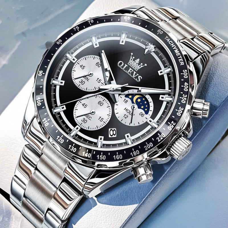 Multi-fonction sport Quartz hommes automatique montre bracelet en acier