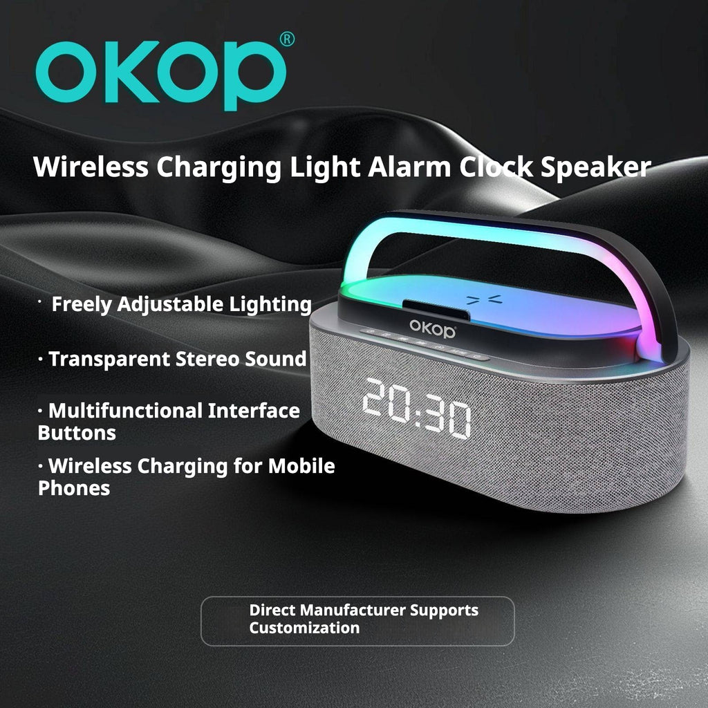 KP-578 Haut-parleur Bluetooth sans fil vendu à chaud avec réveil et charge sans fil Featu