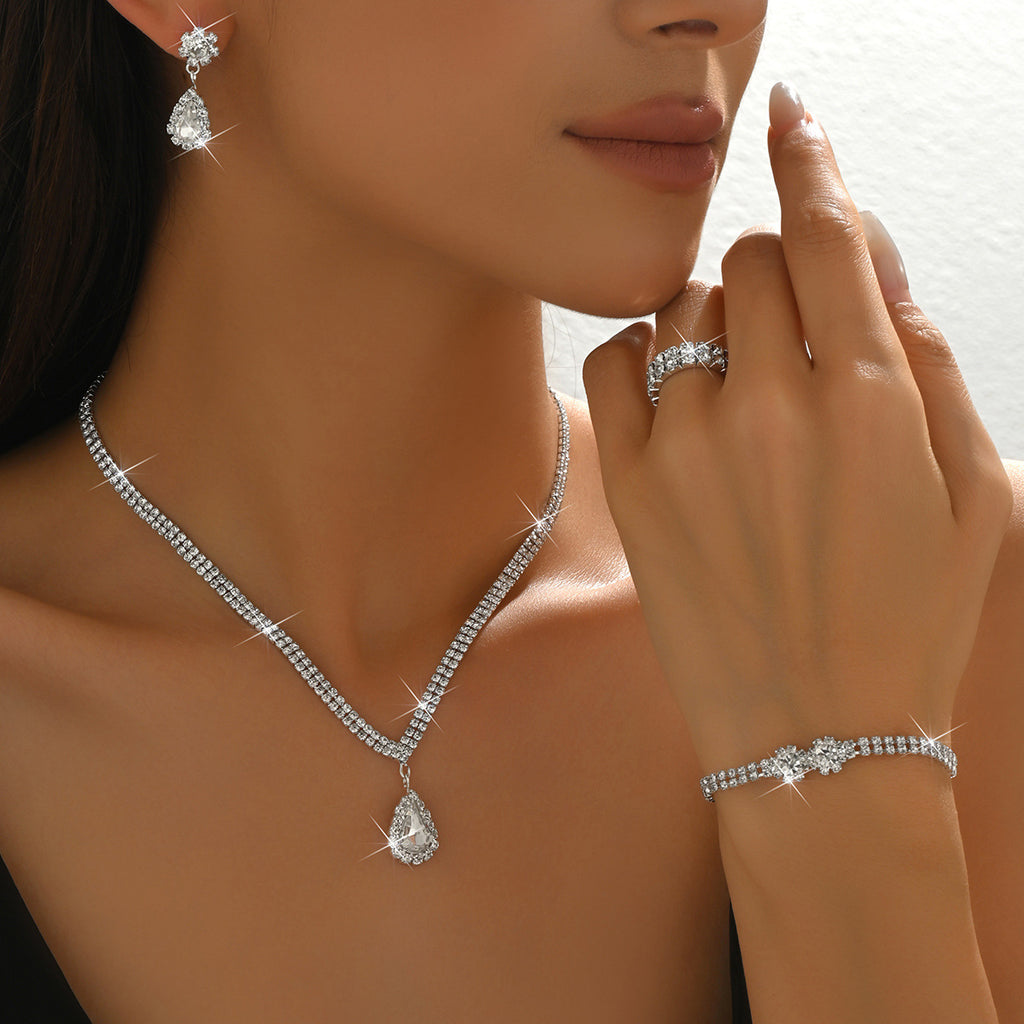 Ensemble de Bijoux en Strass 4 Pcs