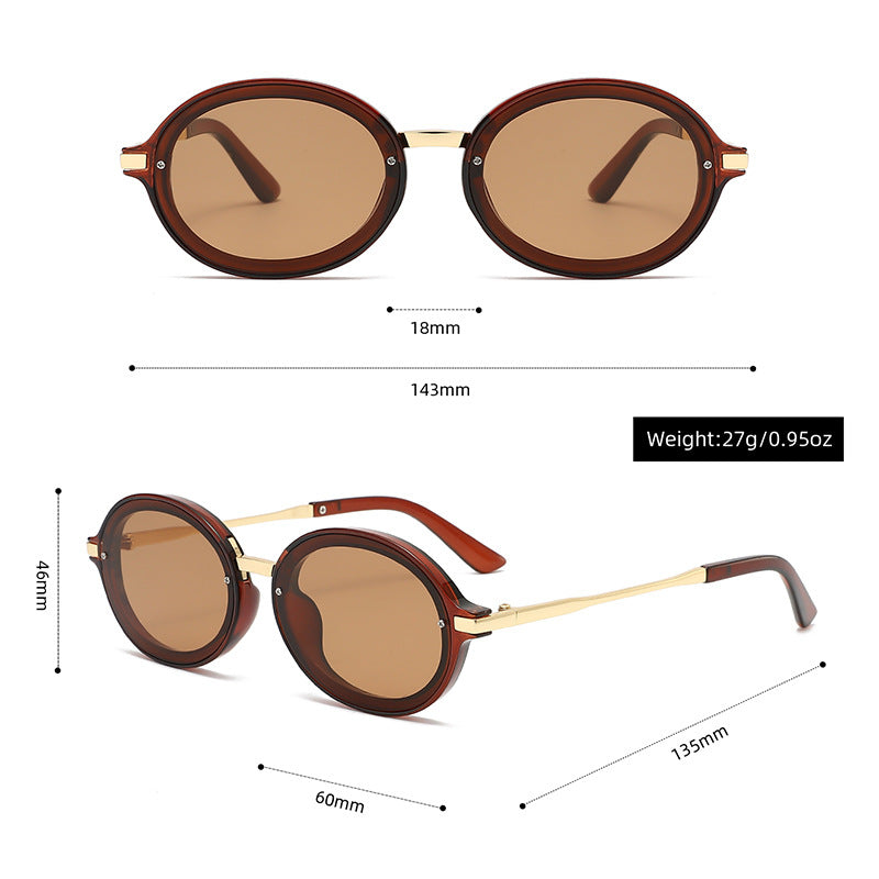 3626 Cadre ovale Lunettes de soleil rondes en métal Pc Commerce électronique Commerce extérieur Amazon Uv400 Mode