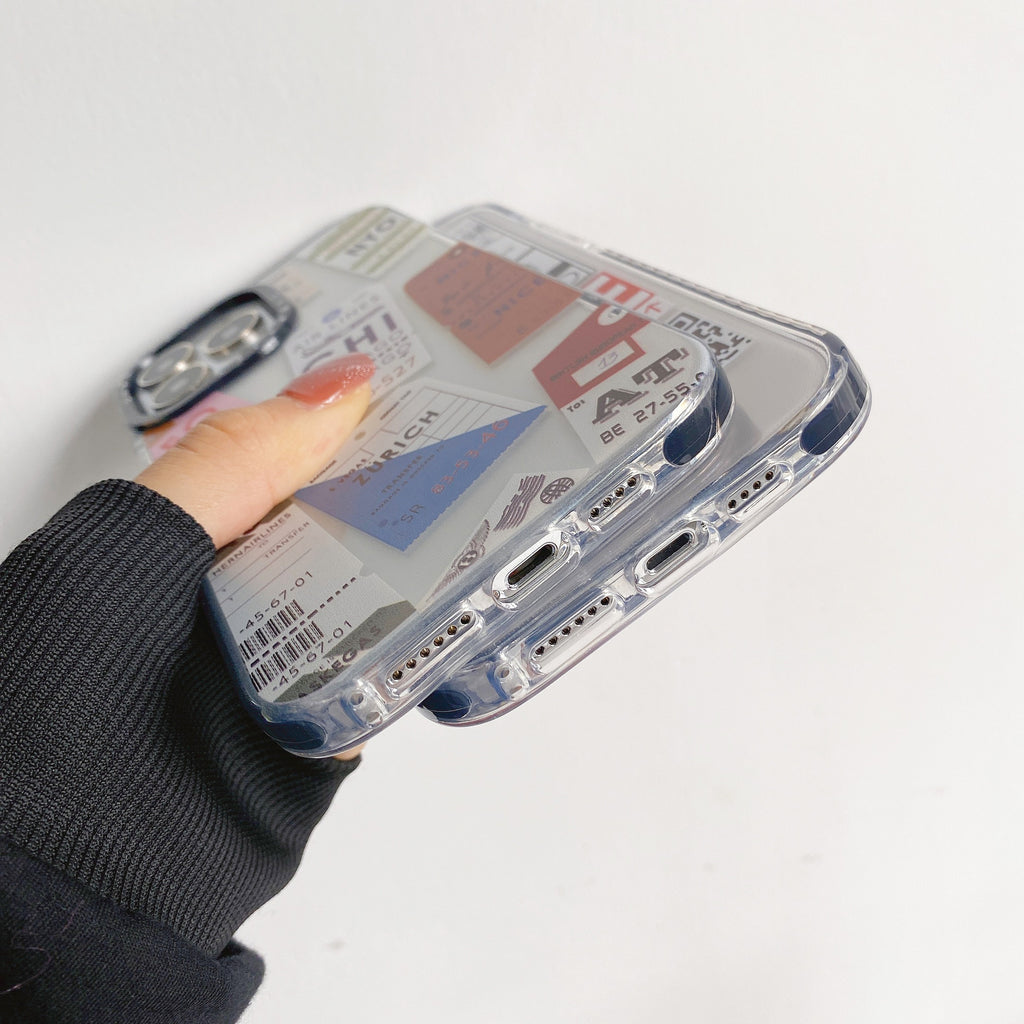 Label de billet de voyage Cas de téléphone transparent