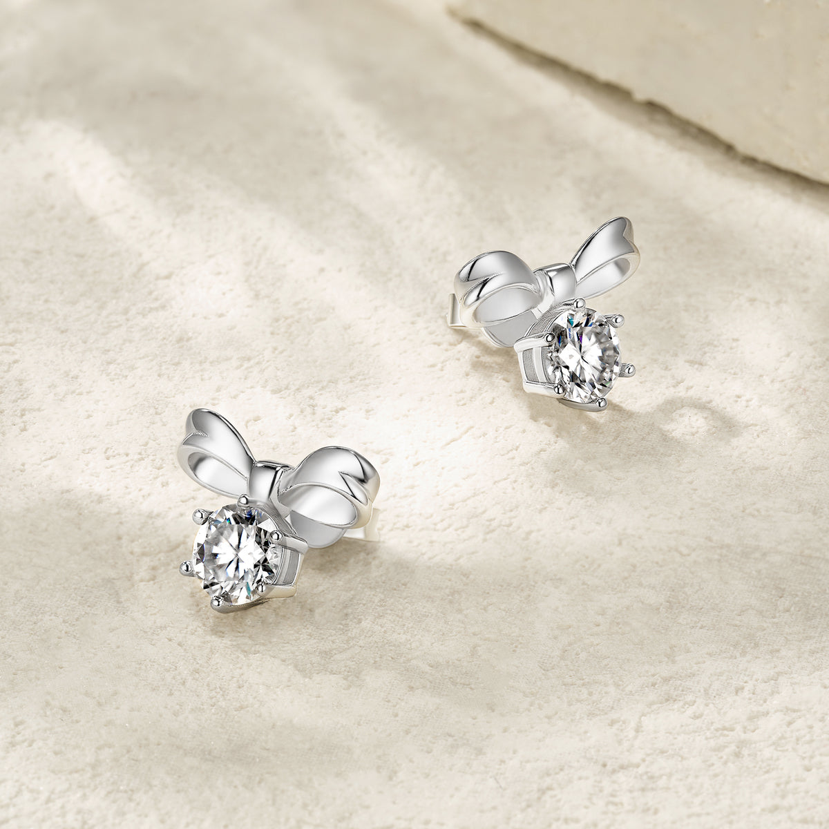 S925 Sterling Silver Bow Stud Earrings