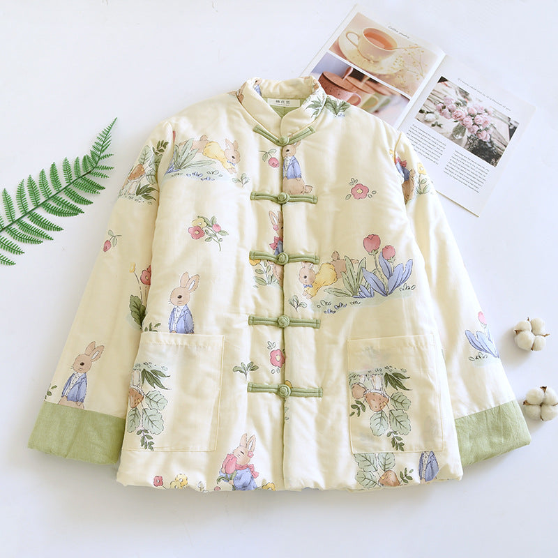 Manteau chaud épais de femmes avec des boutons de noeuds de style chinois