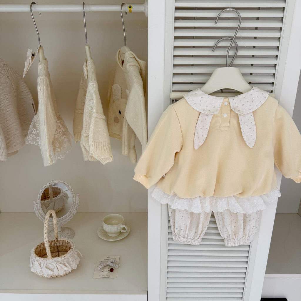 Mignon Western-style Bunny et Floral Ruffle Set pour les petites filles