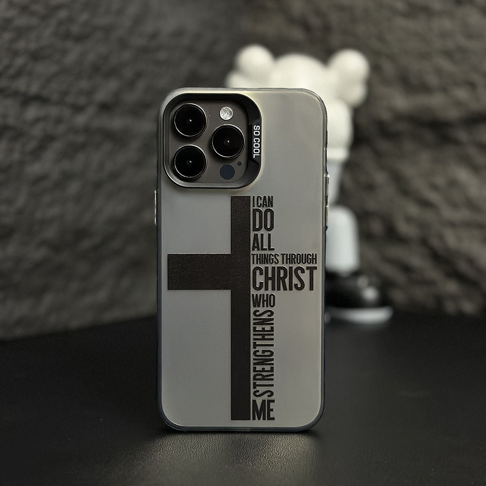 Cross Anglais Couleur Argent Étui de téléphone résistant à la chute