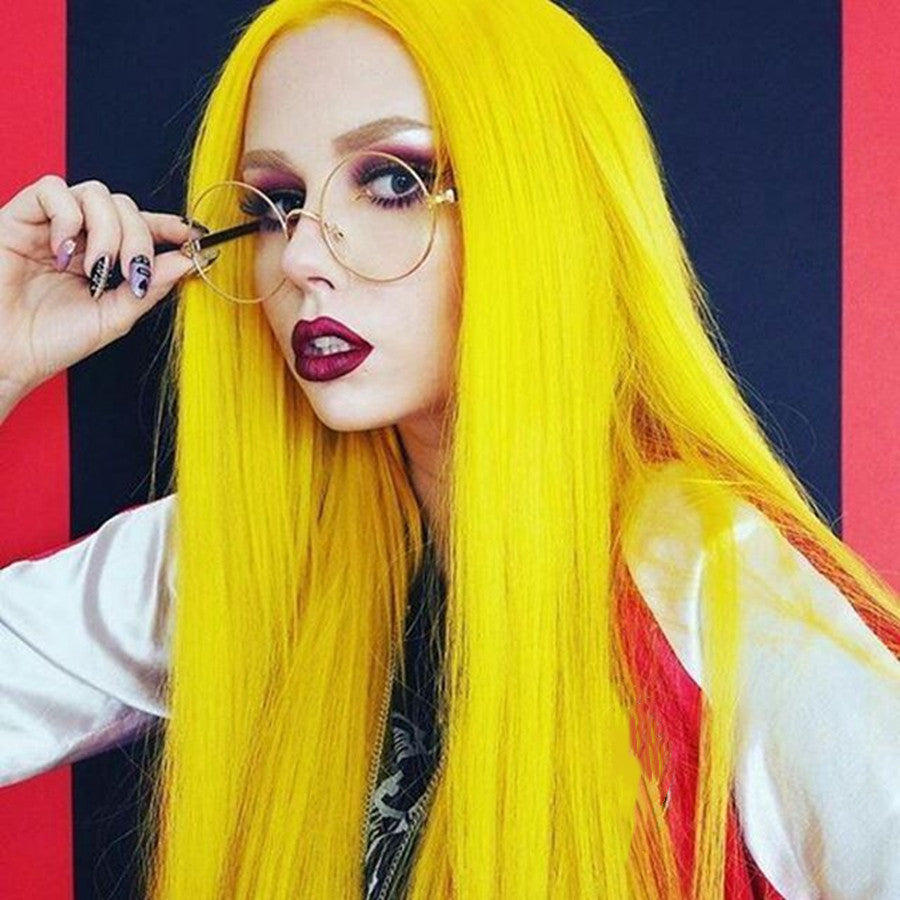 Mode Femme Jaune Haute Température Tête en soie