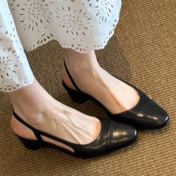 Femmes Vintage Minimalist Cap Toe Spliced Slingback Flats assorti Casual Daily
