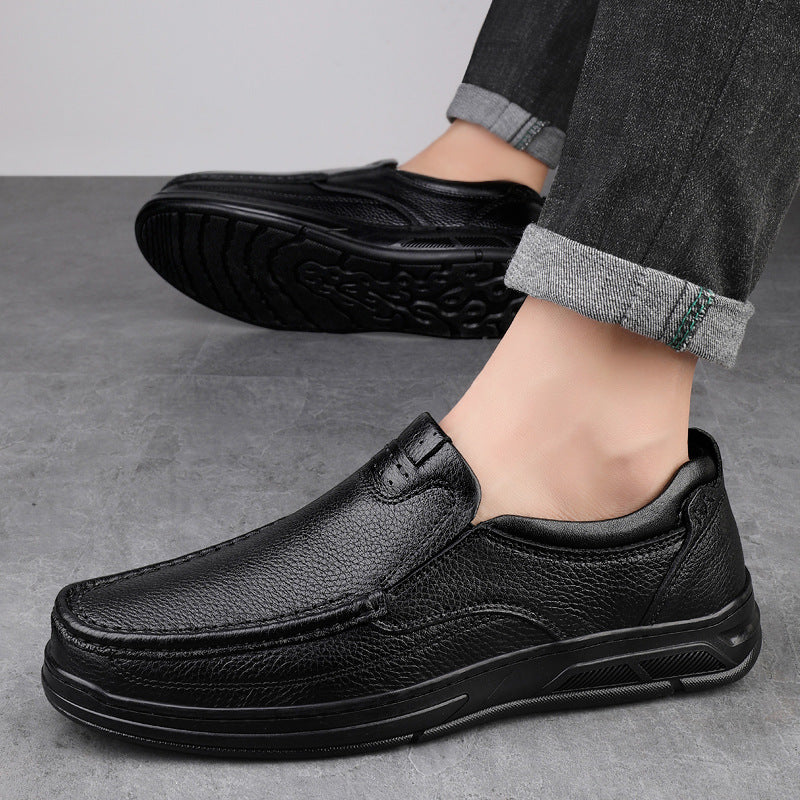 Chaussures décontractées confortables pour hommes en cuir de vache pleine fleur