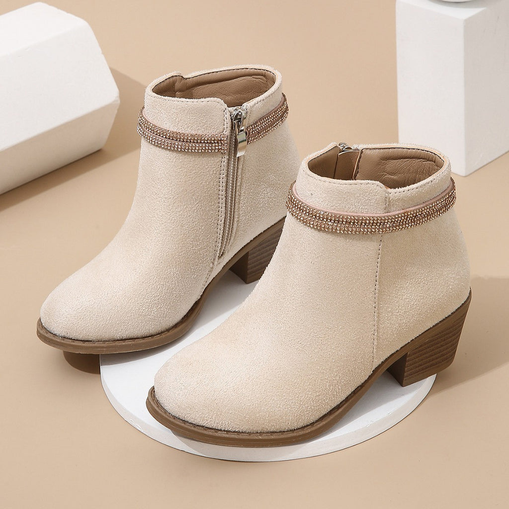 Fashion Filles Double Strap Strass Booties
